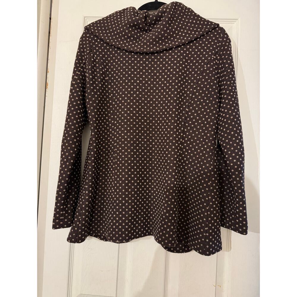 Zoe D. Polka Dot Wool Blend Full Zip Jacket Shawl Collar Size Small - Picture 4 of 4
